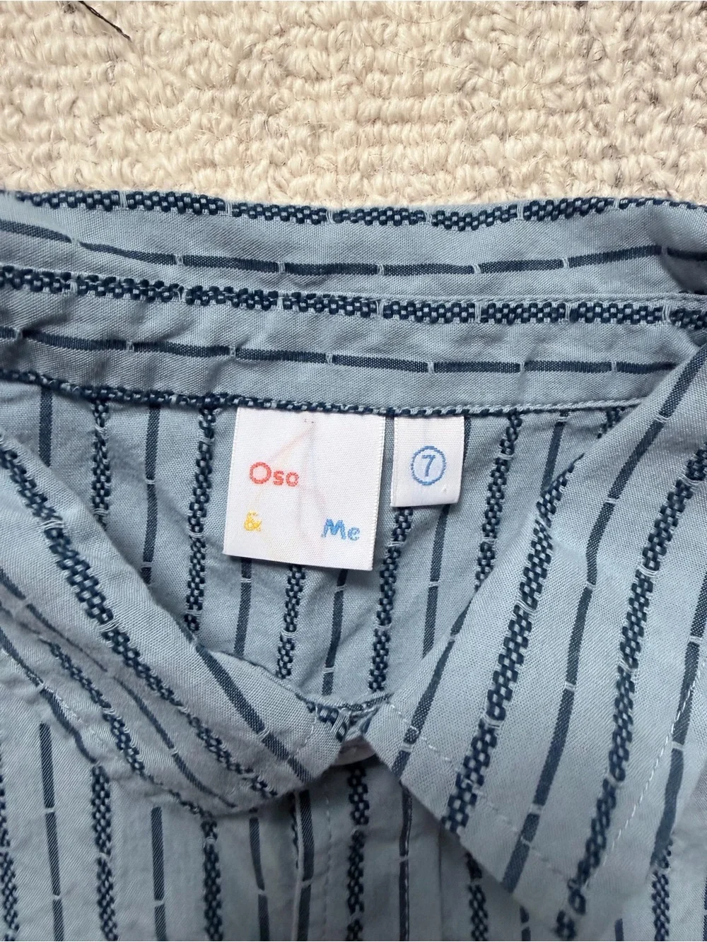 Oso & Me Boys' Blue Vertical-Stripe Short Sleeve Button-Down
